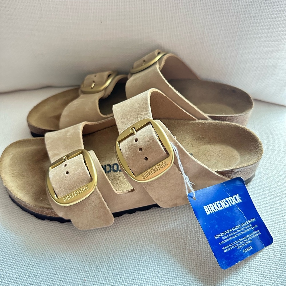 Birkenstock Big buckle Sandals - Cream with Gold Buckles - Picture 3 of 6